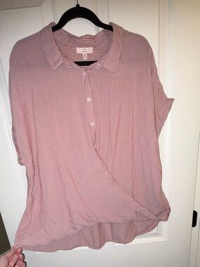 Como Vintage Striped Wrap Front Blouse